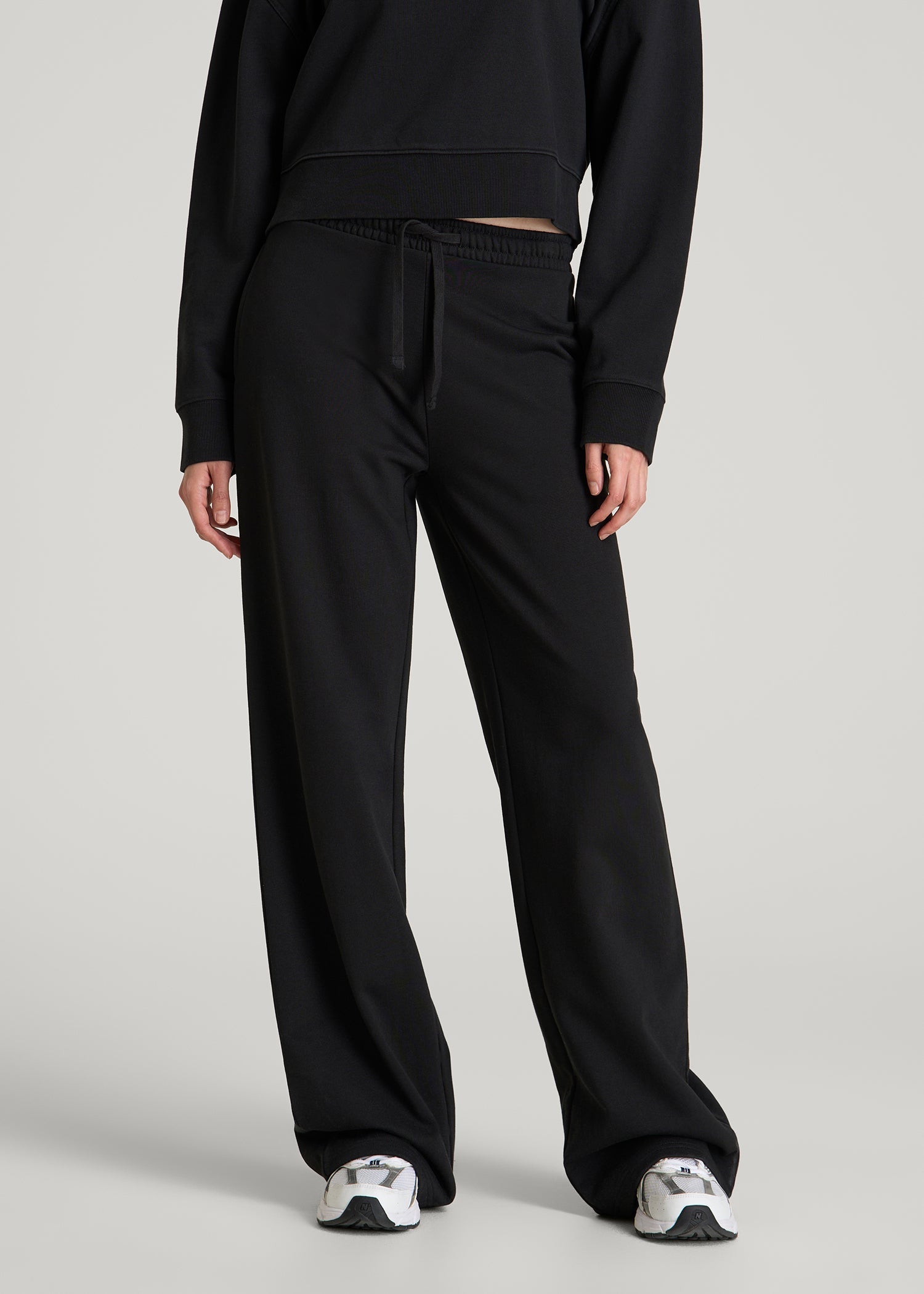 American Tall For Sale | Everyday Terry Midrise Wide Leg Pants for Tall Women in Black