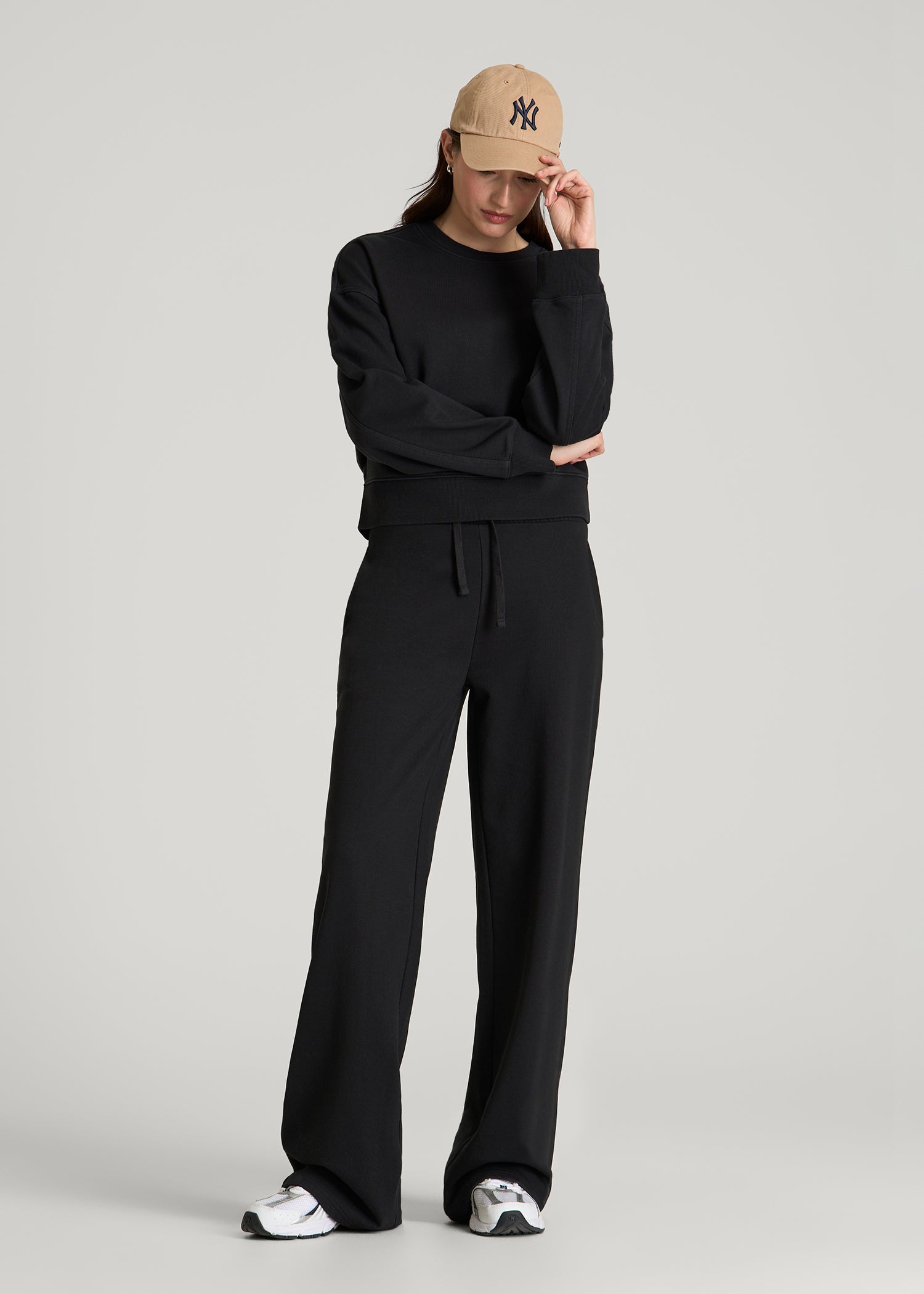 American Tall For Sale | Everyday Terry Midrise Wide Leg Pants for Tall Women in Black