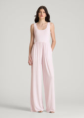 American Tall Online | Jersey Tank wide leg jumpsuit with pockets for Tall Women in Grey Lilac
