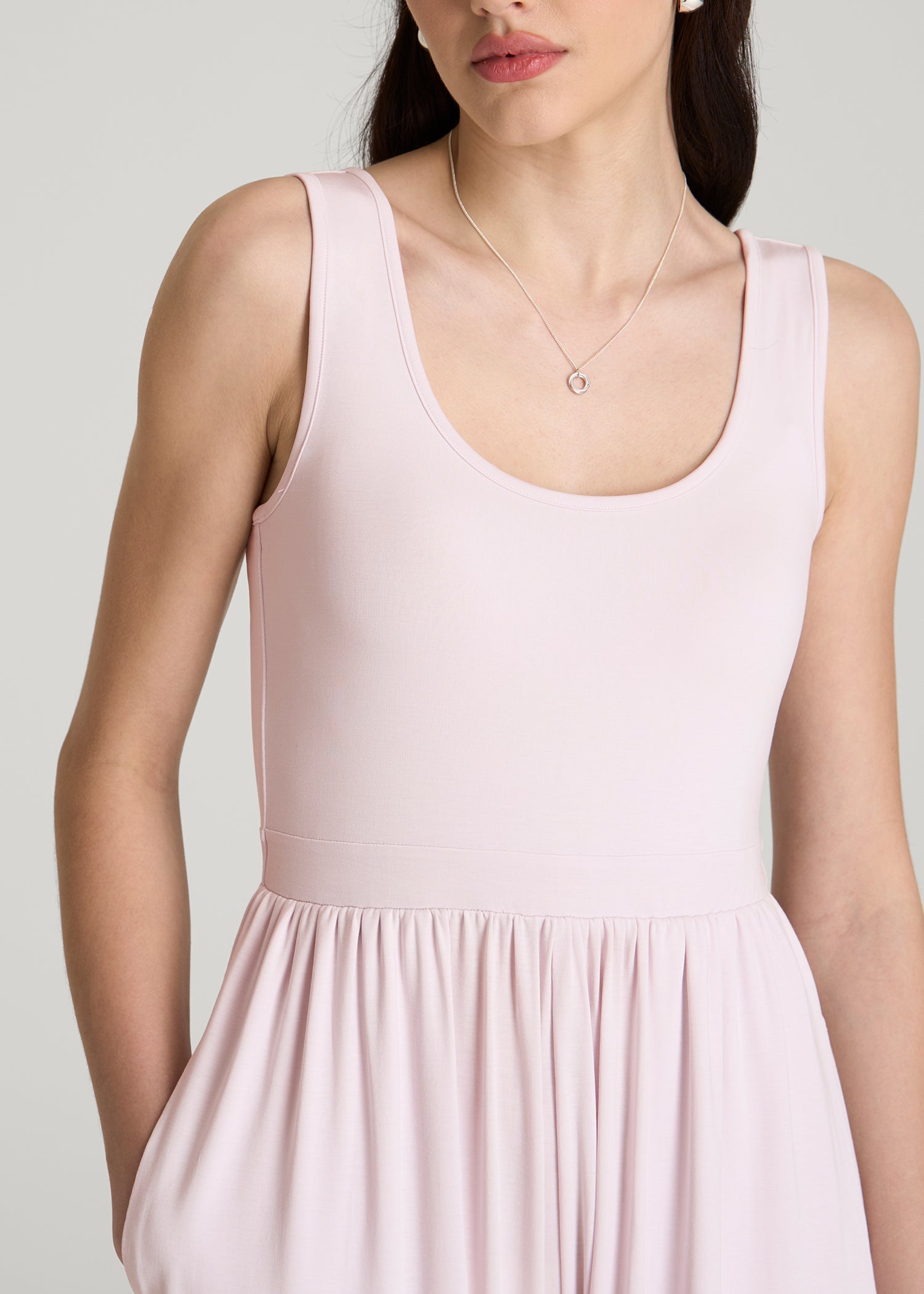 American Tall Online | Jersey Tank wide leg jumpsuit with pockets for Tall Women in Grey Lilac