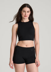 American Tall Sale | Cropped Swim Tank for Tall Women in Deep Black