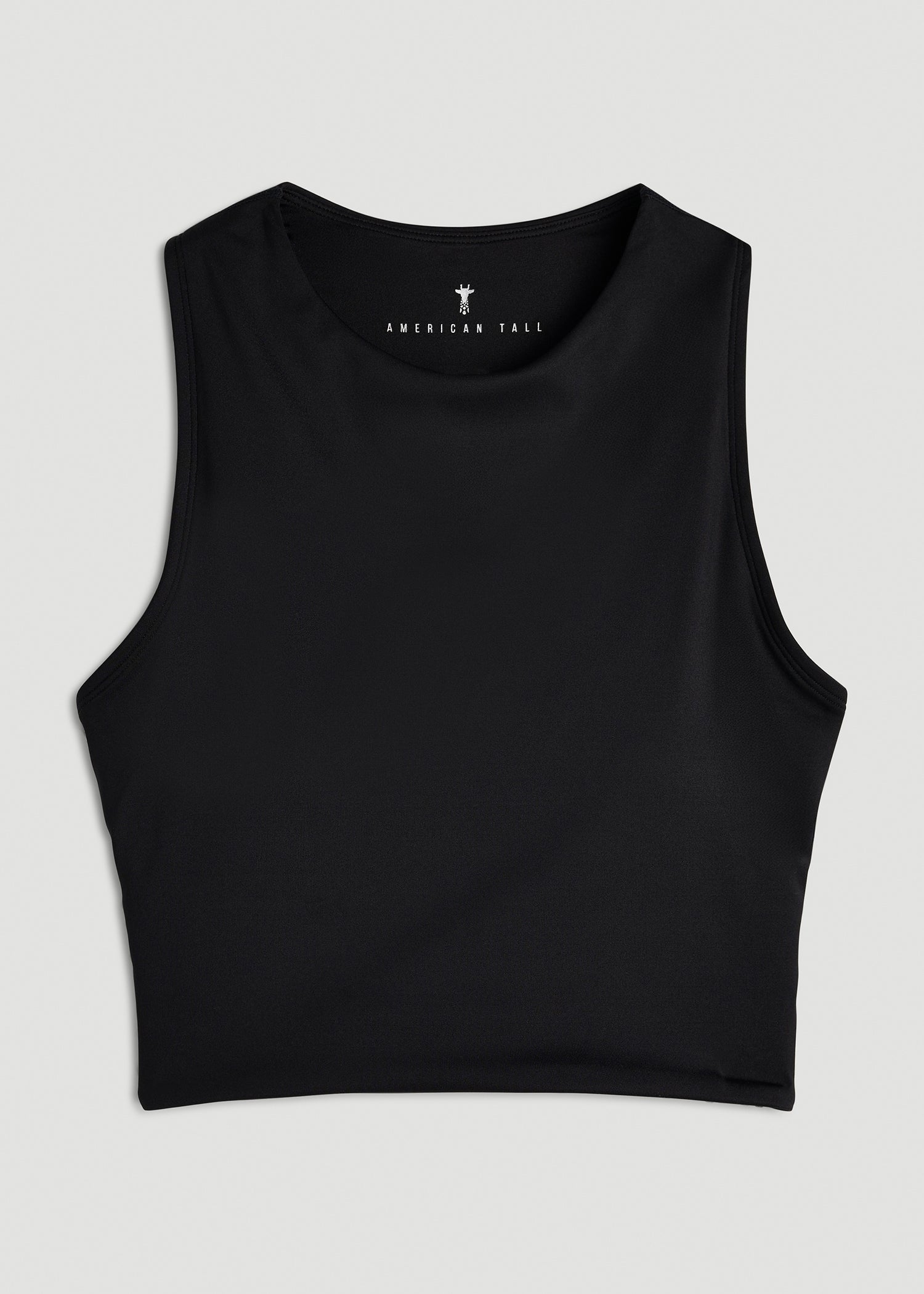 American Tall Sale | Cropped Swim Tank for Tall Women in Deep Black