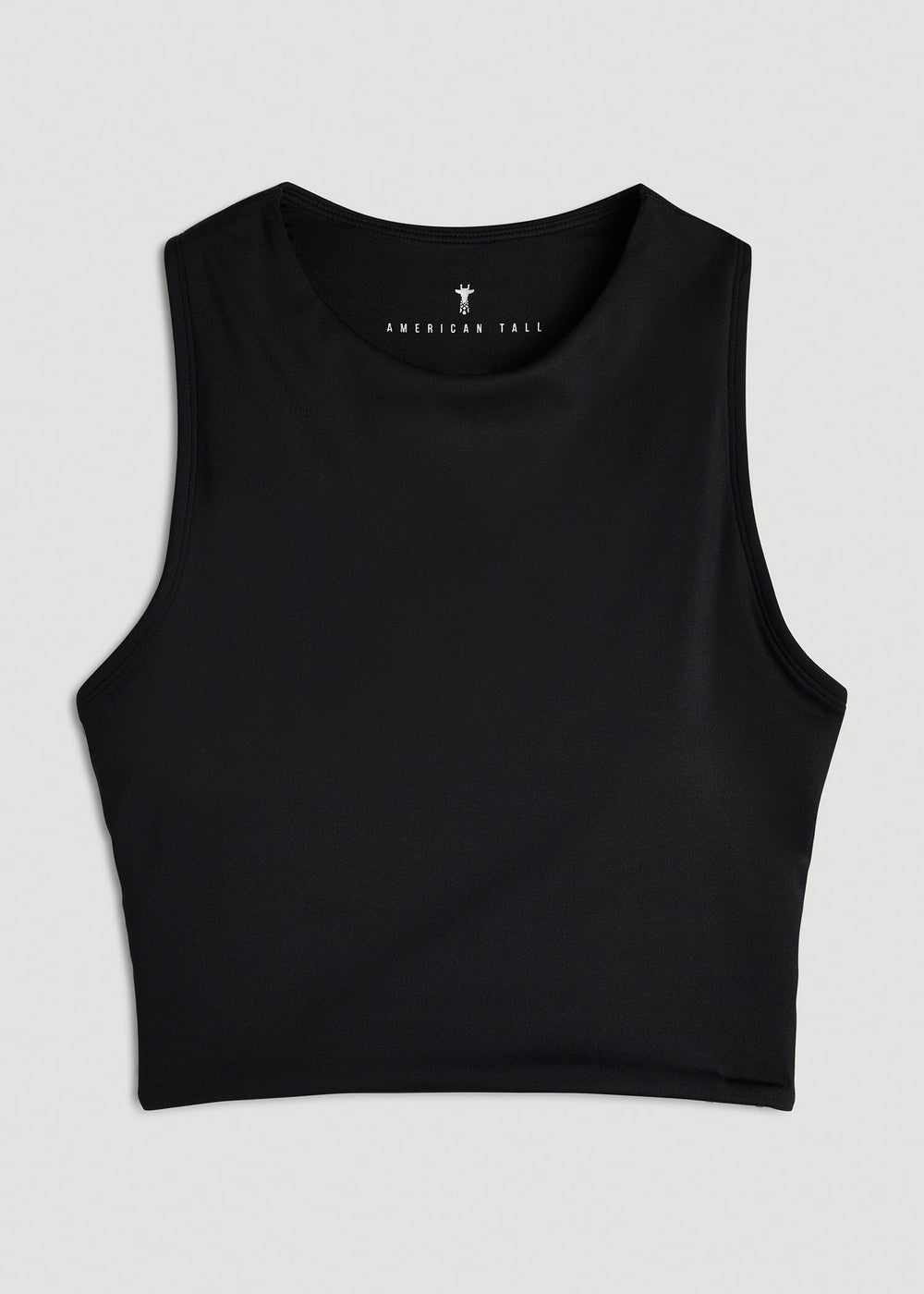 American Tall Sale | Cropped Swim Tank for Tall Women in Deep Black