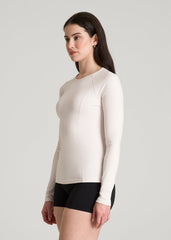 American Tall Online Shop | Long Sleeve Crewneck Rashguard for Tall Women in White Sand