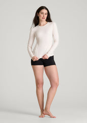 American Tall Online Shop | Long Sleeve Crewneck Rashguard for Tall Women in White Sand