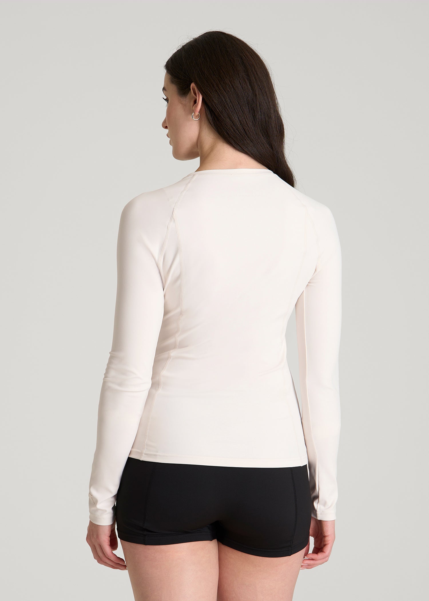 American Tall Online Shop | Long Sleeve Crewneck Rashguard for Tall Women in White Sand