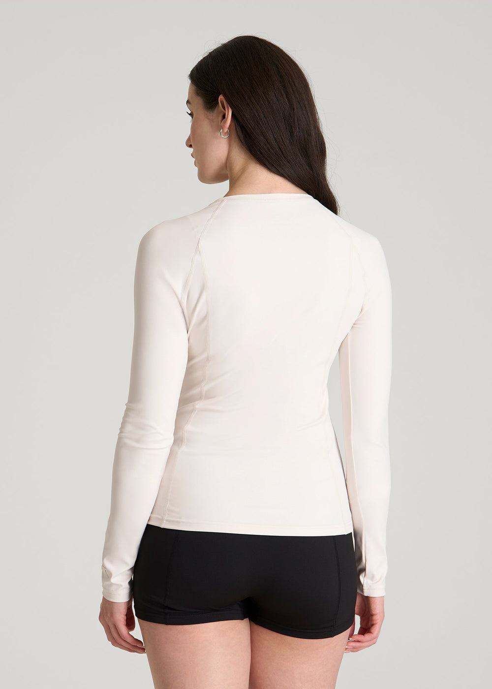 American Tall Online Shop | Long Sleeve Crewneck Rashguard for Tall Women in White Sand