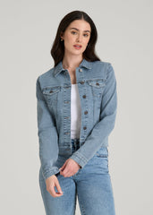 American Tall Sale | Classic Denim Jacket for Tall Women in Perfect Blue