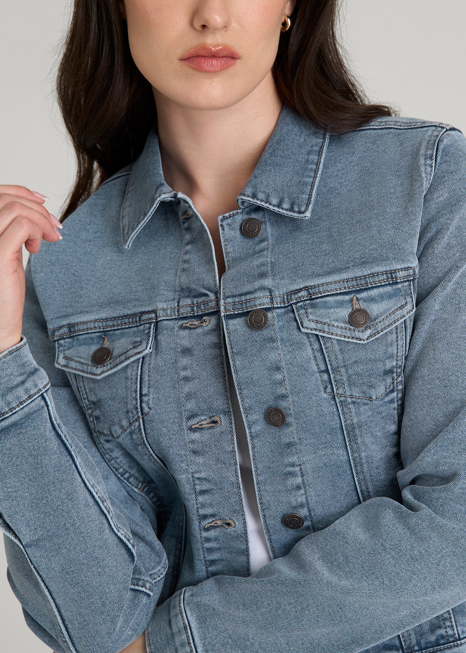 American Tall Sale | Classic Denim Jacket for Tall Women in Perfect Blue