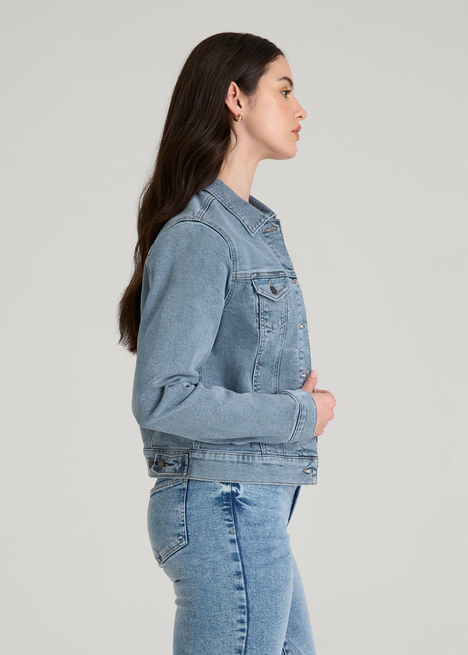 American Tall Sale | Classic Denim Jacket for Tall Women in Perfect Blue
