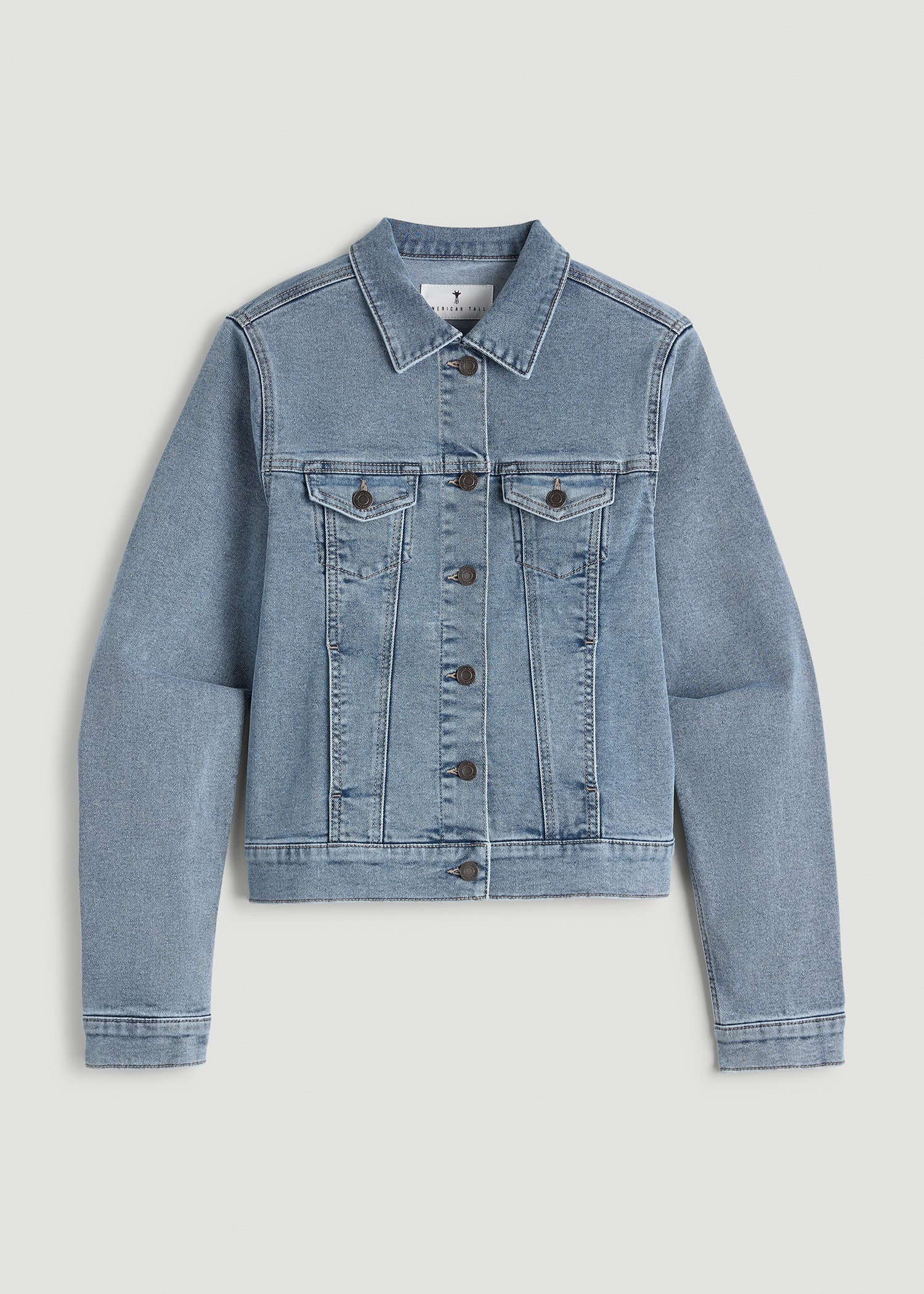 American Tall Sale | Classic Denim Jacket for Tall Women in Perfect Blue