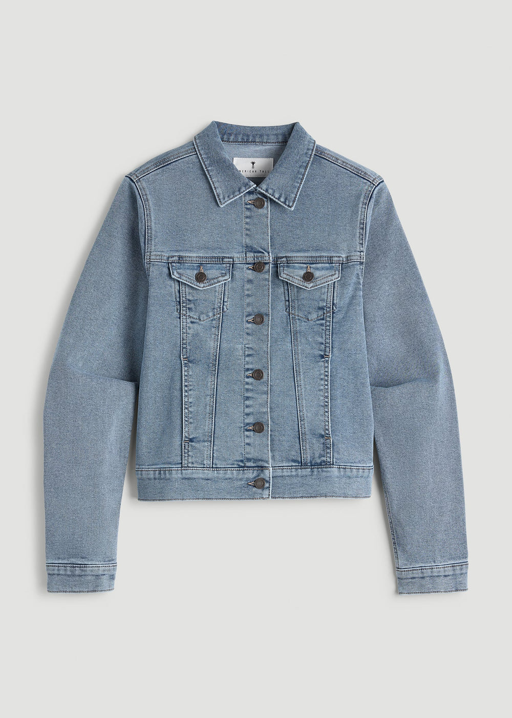 American Tall Sale | Classic Denim Jacket for Tall Women in Perfect Blue