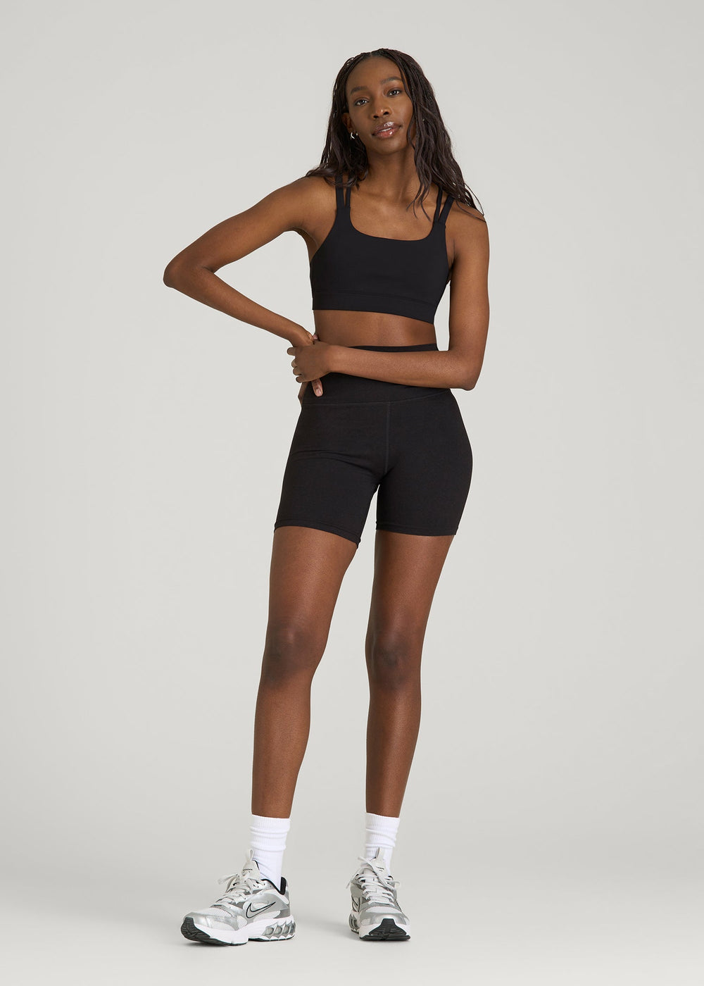 American Tall Online Shop | Ultra Soft High Rise Bike Shorts for Tall Women in Black Mix
