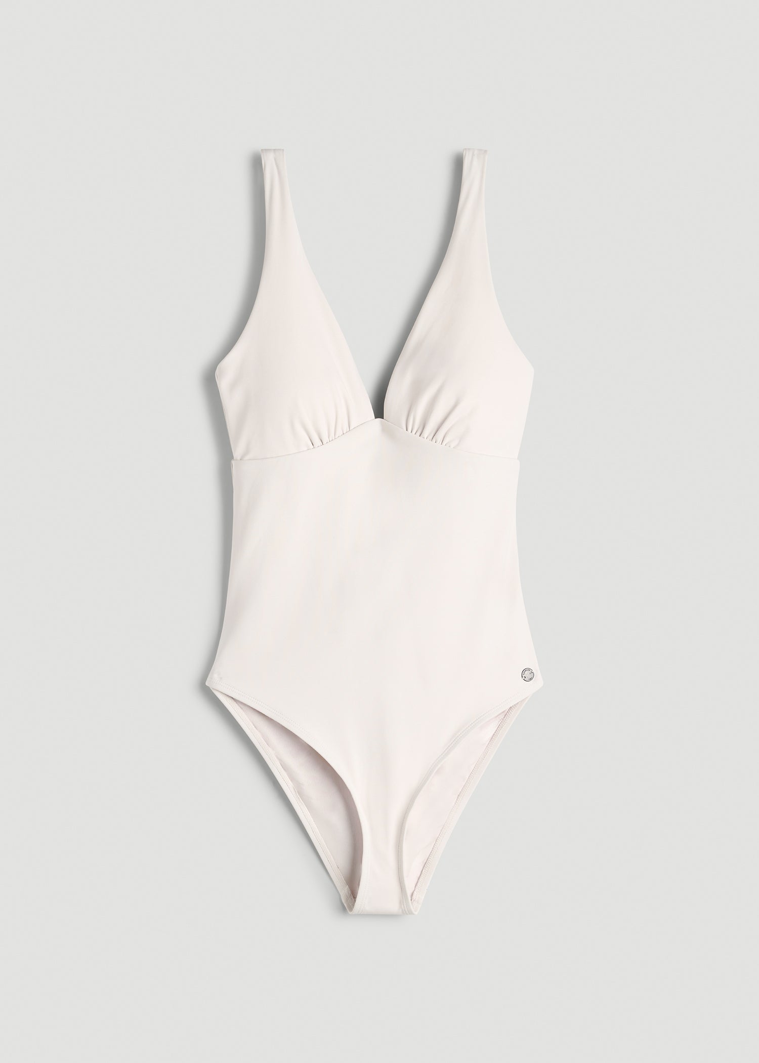 American Tall Sale | Classic V-Neck One Piece Swimsuit for Tall Women in White Sand