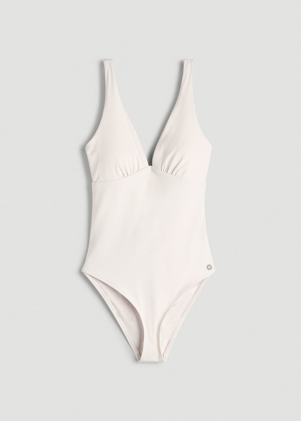 American Tall Sale | Classic V-Neck One Piece Swimsuit for Tall Women in White Sand