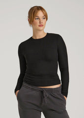 American Tall For Sale | FITTED Ribbed Long Sleeve Tee for Tall Women in Black