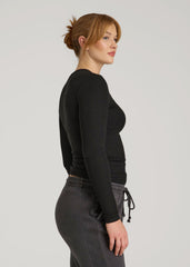 American Tall For Sale | FITTED Ribbed Long Sleeve Tee for Tall Women in Black