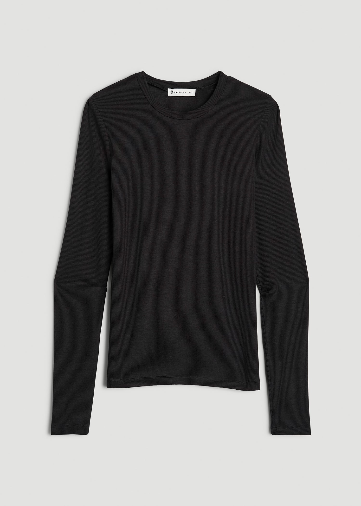 American Tall For Sale | FITTED Ribbed Long Sleeve Tee for Tall Women in Black