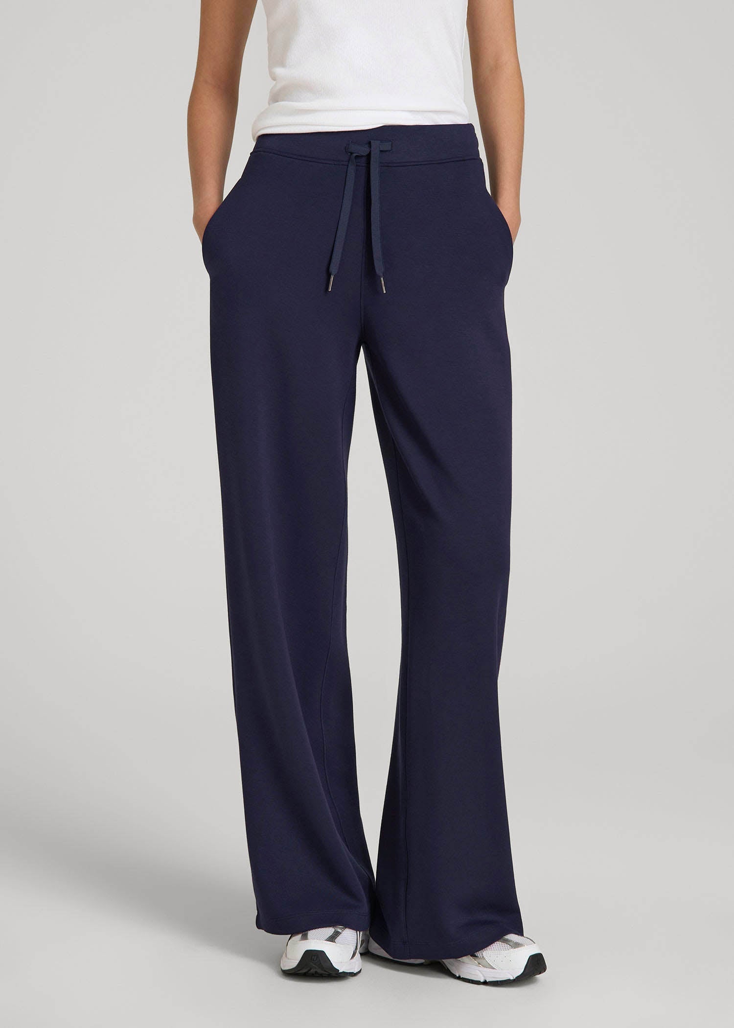 American Tall Online Shop | Pull-On Tie Waist Wide Leg Pants for Tall Women in Navy