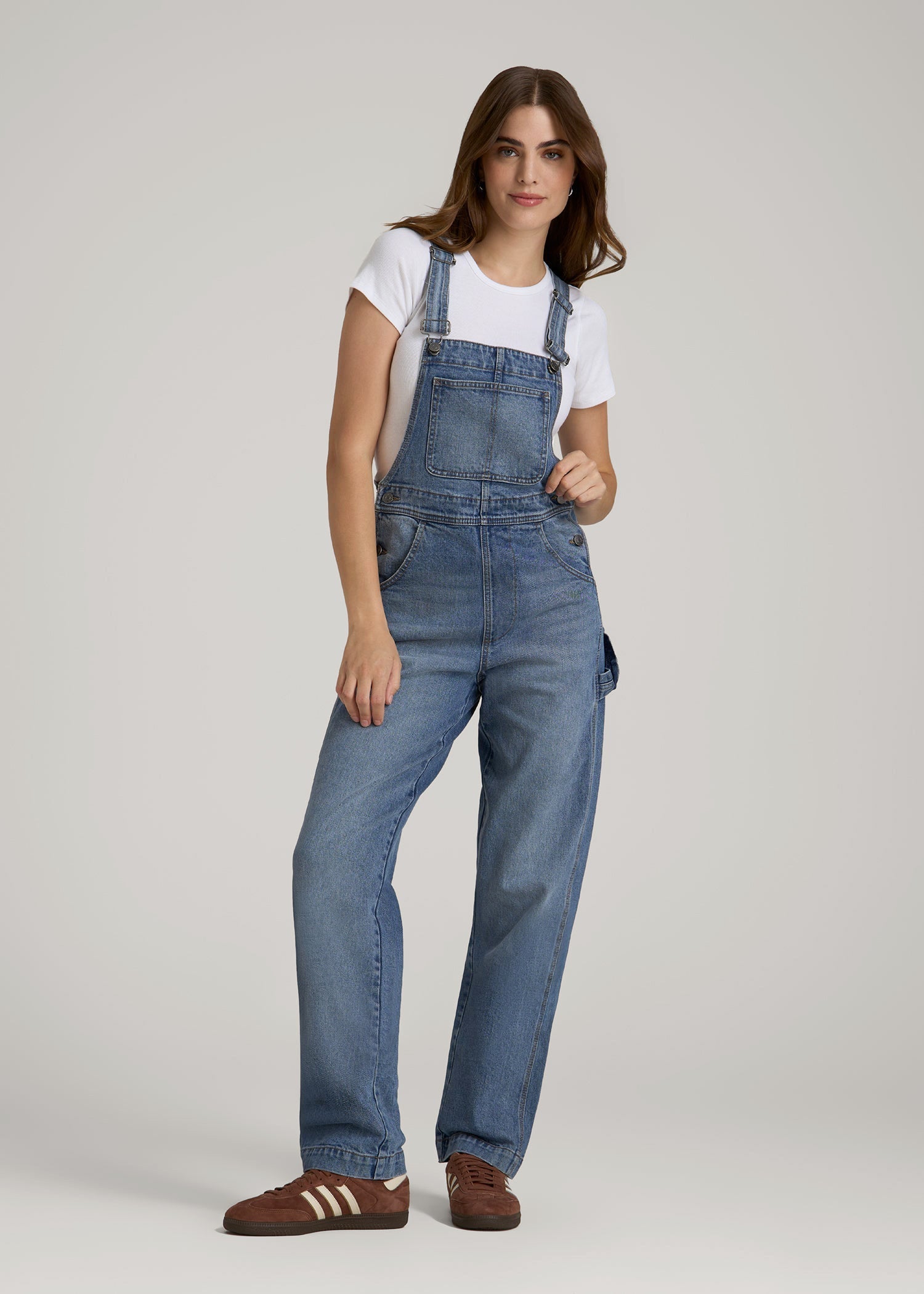 American Tall Discount | Denim Overalls for Tall Women in Malibu Blue