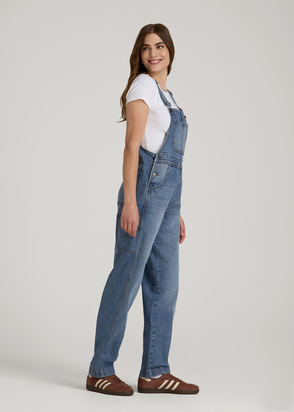 American Tall Discount | Denim Overalls for Tall Women in Malibu Blue