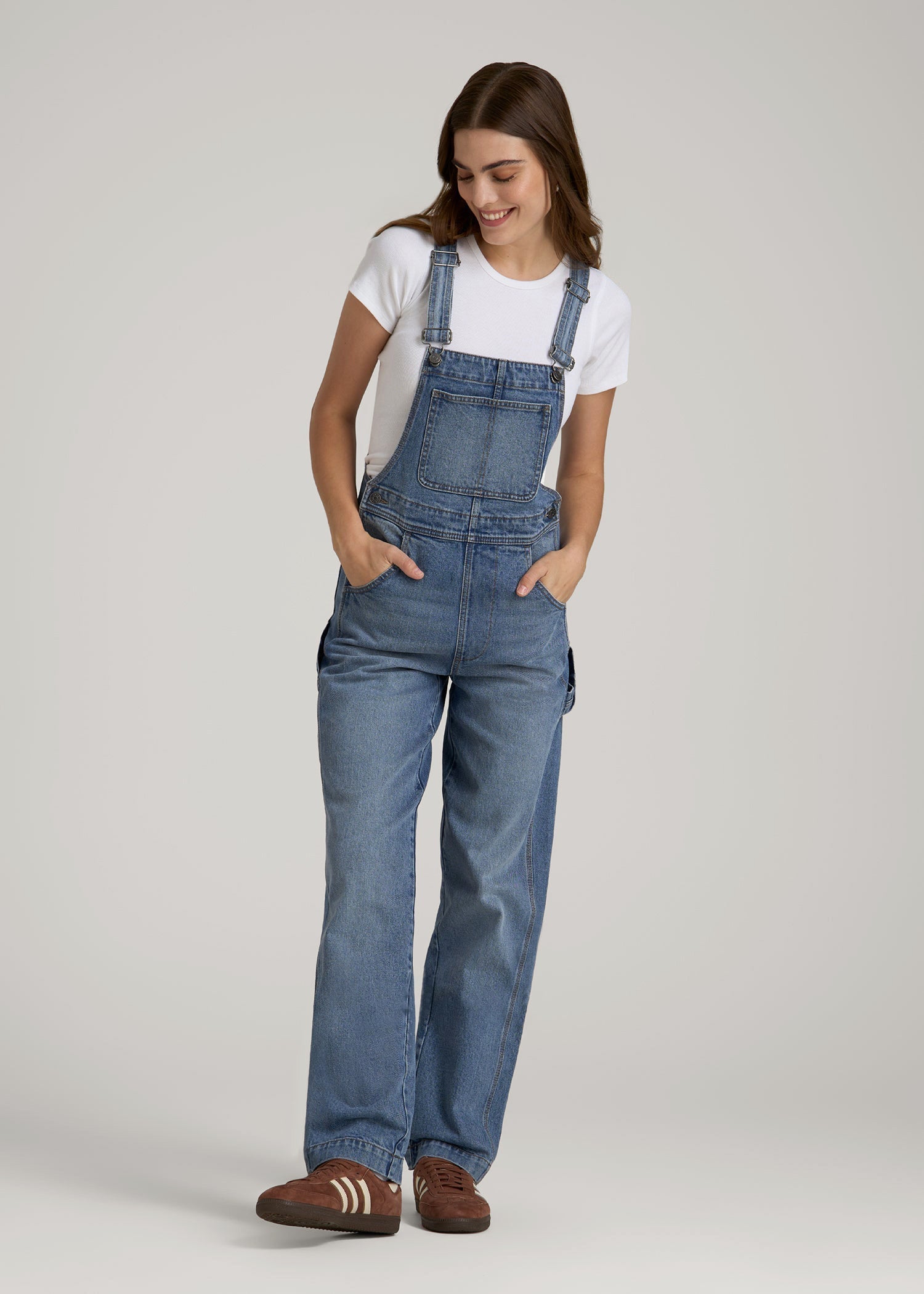 American Tall Discount | Denim Overalls for Tall Women in Malibu Blue