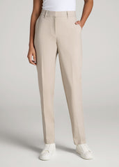 American Tall Online | Flat Front Tapered Dress Pants for Tall Women in Stone