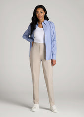 American Tall Online | Flat Front Tapered Dress Pants for Tall Women in Stone