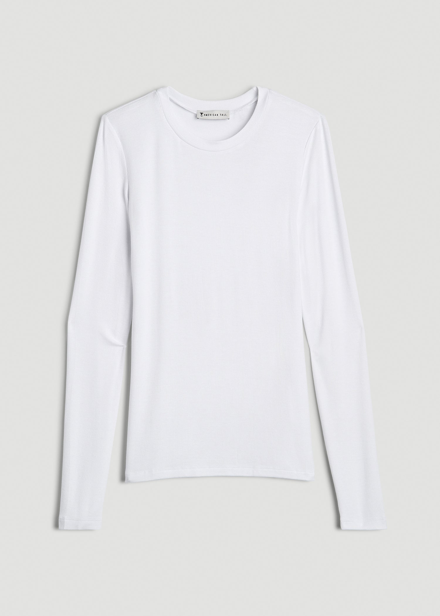 American Tall Outlet | FITTED Ribbed Long Sleeve Tee for Tall Women in White