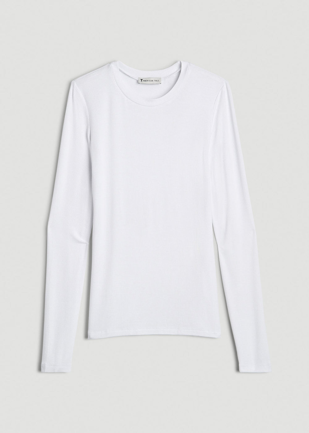 American Tall Outlet | FITTED Ribbed Long Sleeve Tee for Tall Women in White