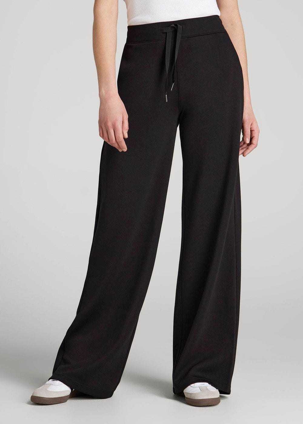 American Tall Online Shop | Pull-On Tie Waist Wide Leg Pants for Tall Women in Black