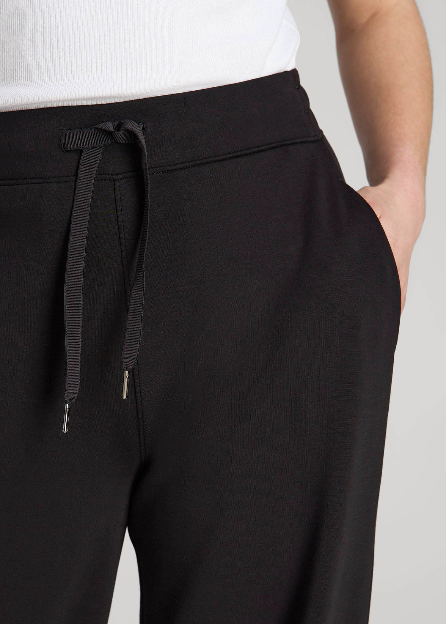 American Tall Online Shop | Pull-On Tie Waist Wide Leg Pants for Tall Women in Black
