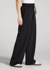 American Tall Online Shop | Pull-On Tie Waist Wide Leg Pants for Tall Women in Black
