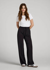 American Tall Online Shop | Pull-On Tie Waist Wide Leg Pants for Tall Women in Black