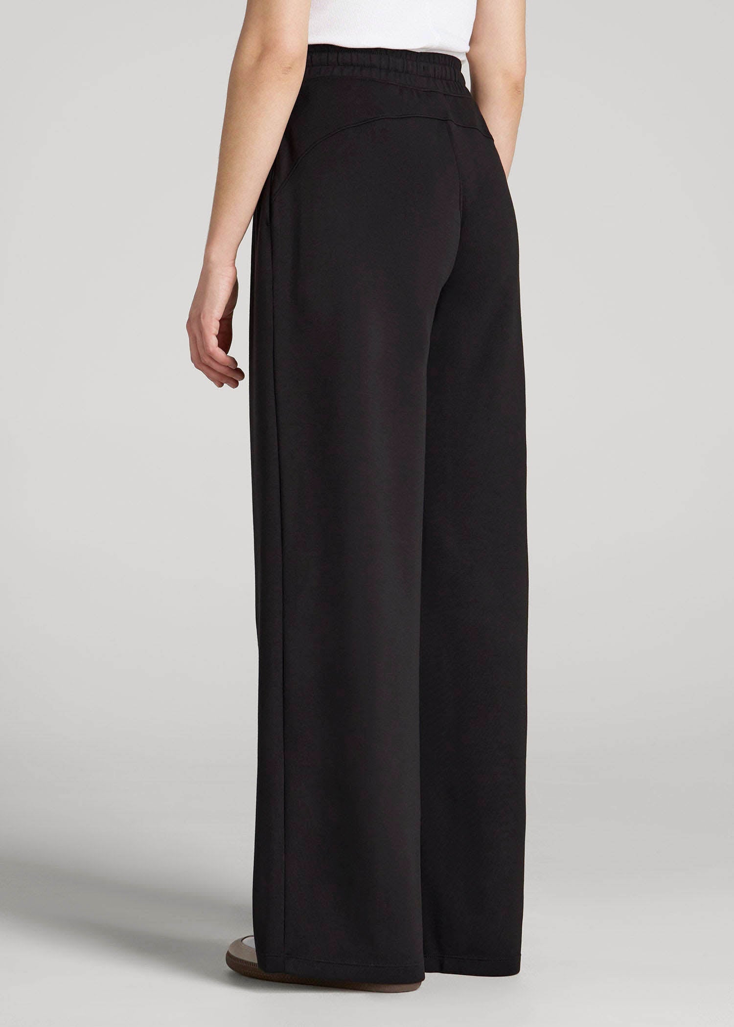 American Tall Online Shop | Pull-On Tie Waist Wide Leg Pants for Tall Women in Black