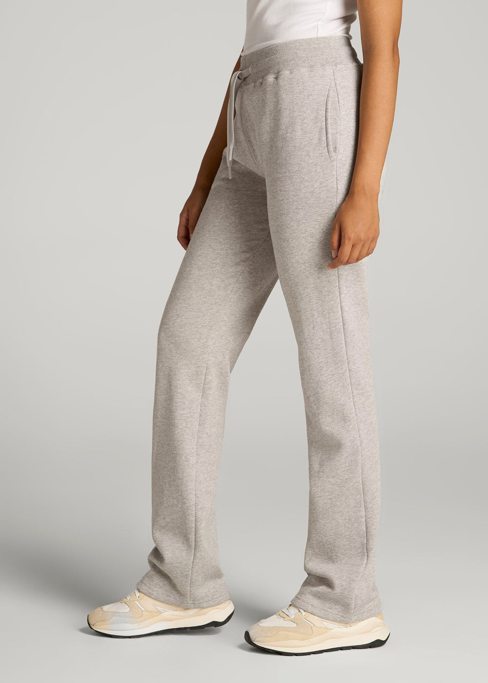 American Tall Online | Wearever Fleece Open-Bottom Sweatpants for Tall Women in Grey Mix