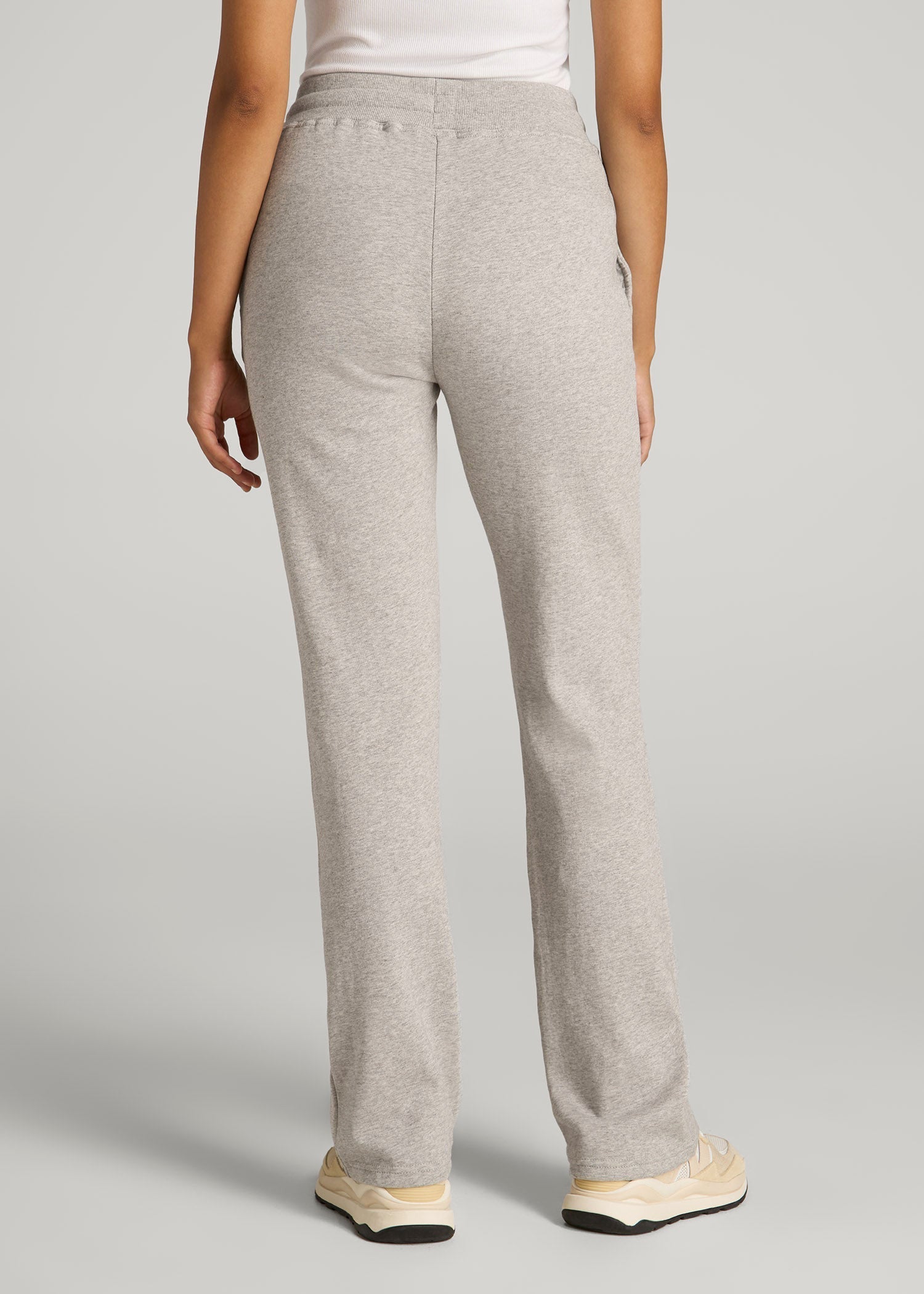 American Tall Online | Wearever Fleece Open-Bottom Sweatpants for Tall Women in Grey Mix