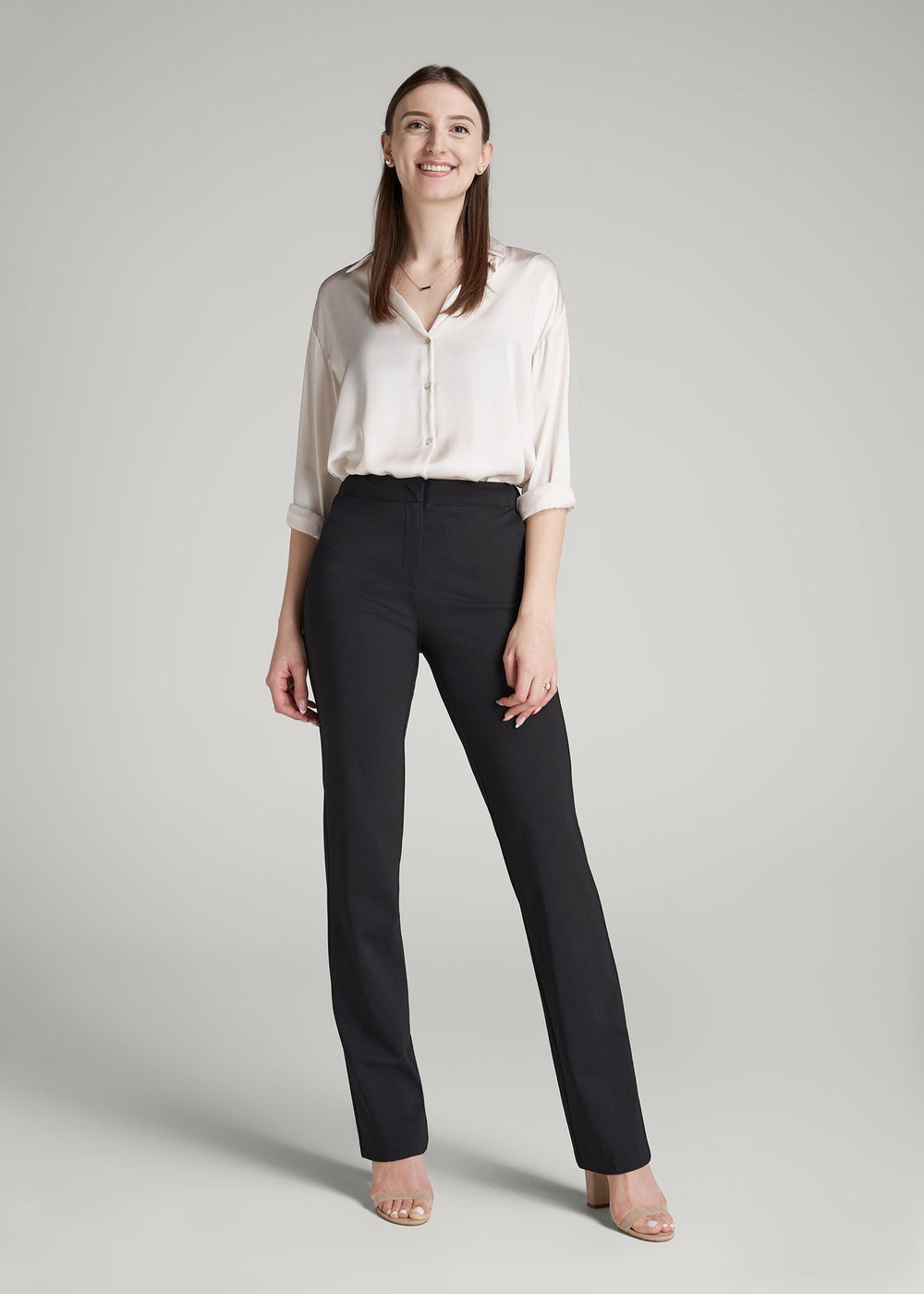 American Tall Sale | Freedom Flex Slim Straight Leg Dress Pants for Tall Women in Black