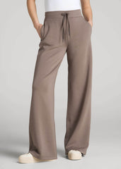 American Tall Outlet | Pull-On Tie Waist Wide Leg Pants for Tall Women in Portobello