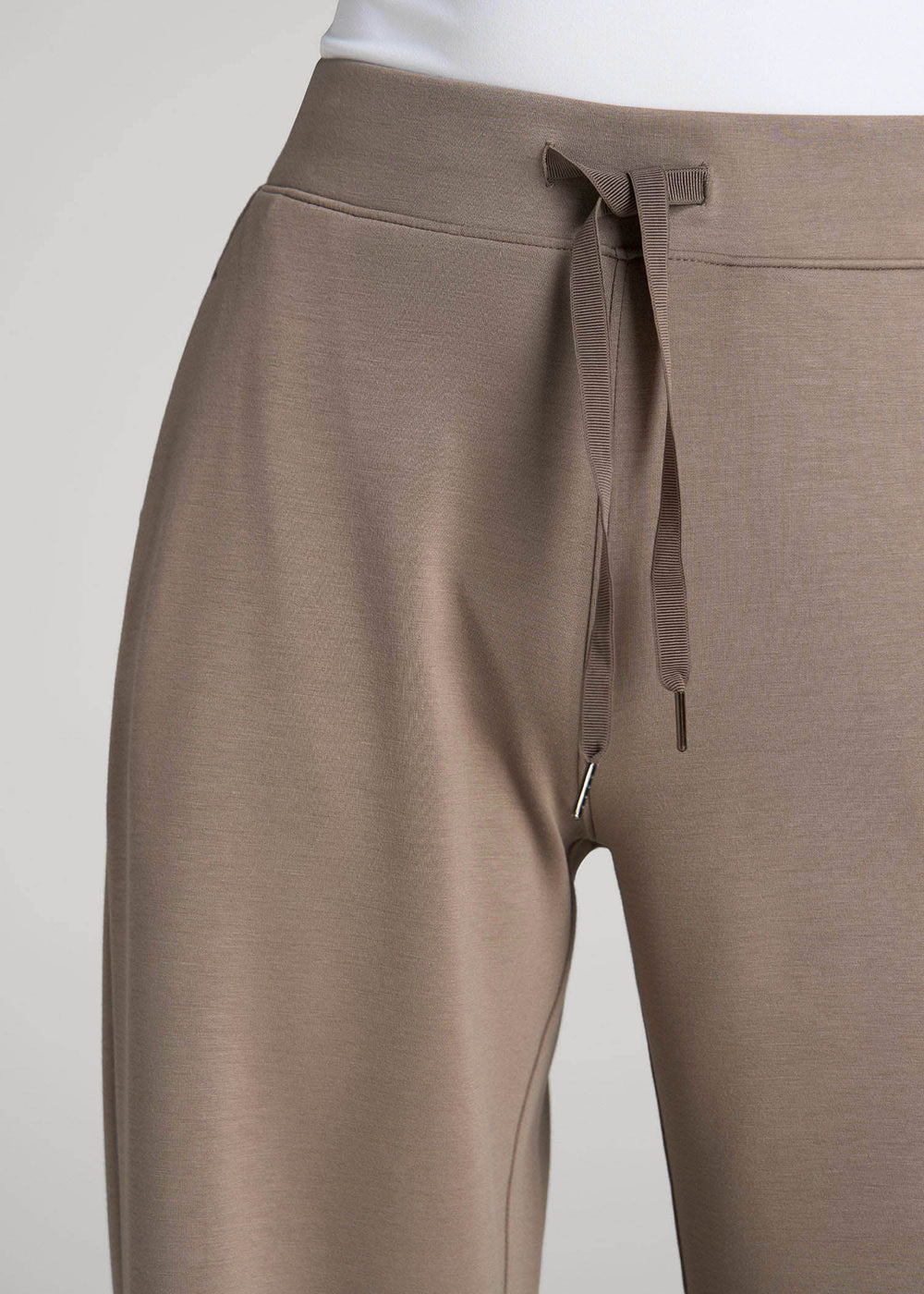 American Tall Outlet | Pull-On Tie Waist Wide Leg Pants for Tall Women in Portobello
