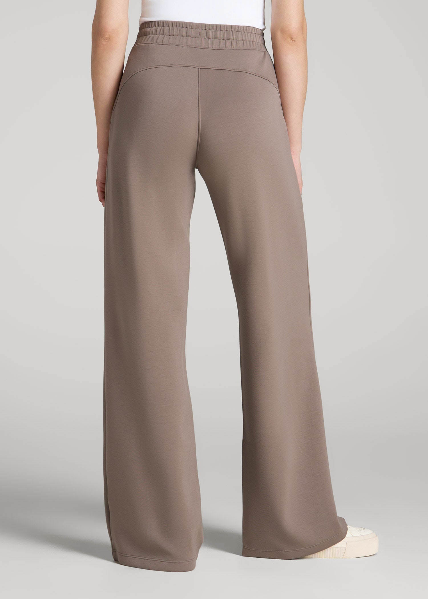 American Tall Outlet | Pull-On Tie Waist Wide Leg Pants for Tall Women in Portobello
