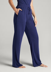 American Tall Online Shop | Open-Bottom Waffle Lounge Pants for Tall Women in Midnight Blue