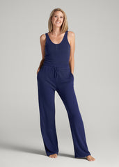 American Tall Online Shop | Open-Bottom Waffle Lounge Pants for Tall Women in Midnight Blue