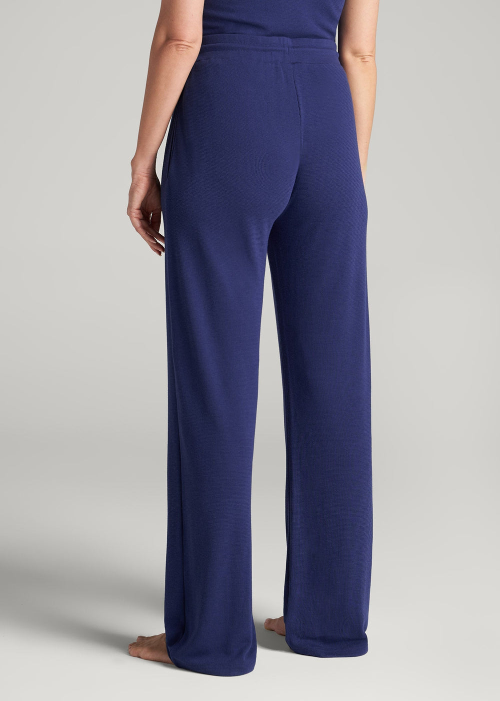 American Tall Online Shop | Open-Bottom Waffle Lounge Pants for Tall Women in Midnight Blue
