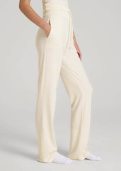 American Tall Online | Open-Bottom Waffle Lounge Pants for Tall Women in White Alyssum