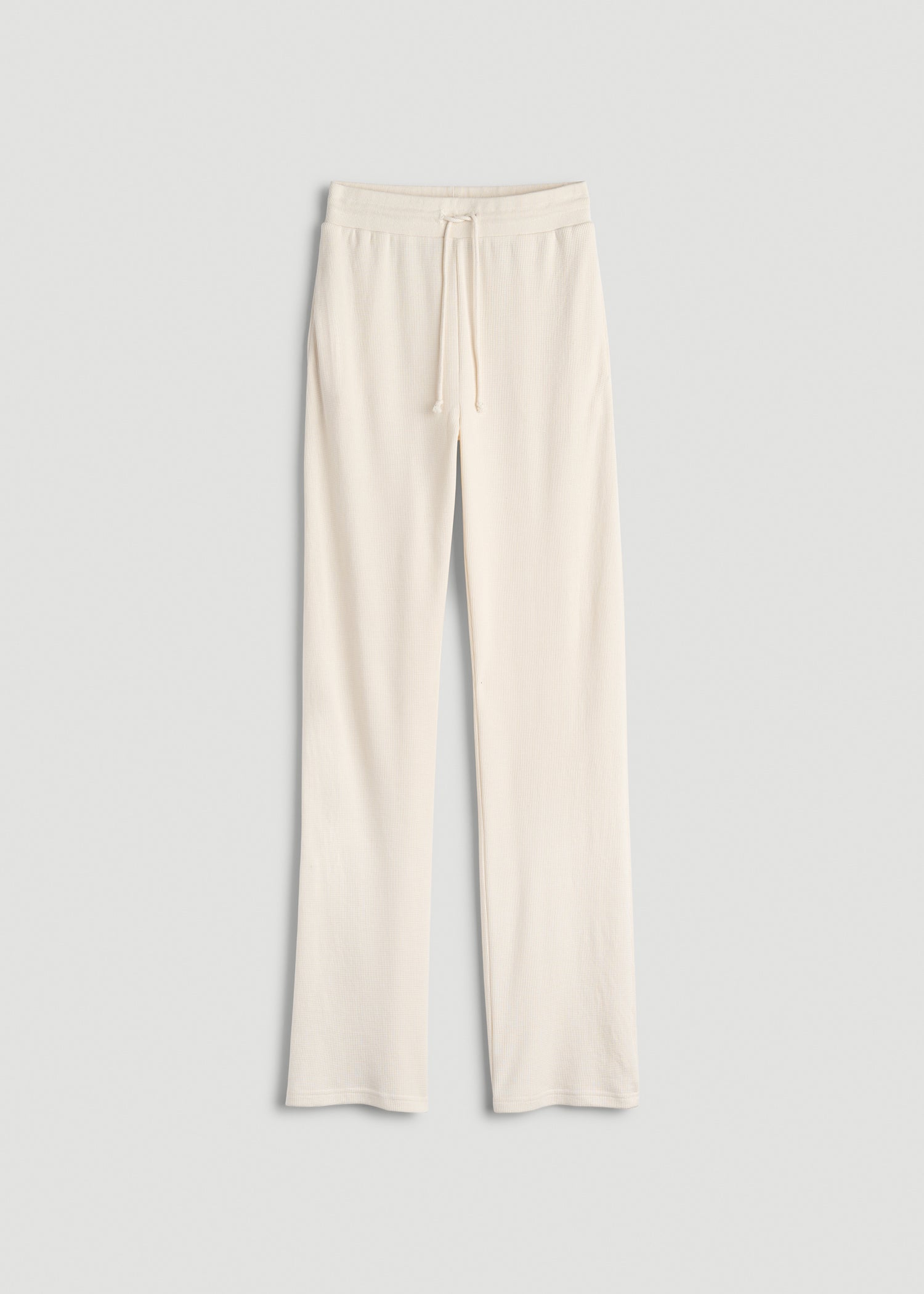 American Tall Online | Open-Bottom Waffle Lounge Pants for Tall Women in White Alyssum