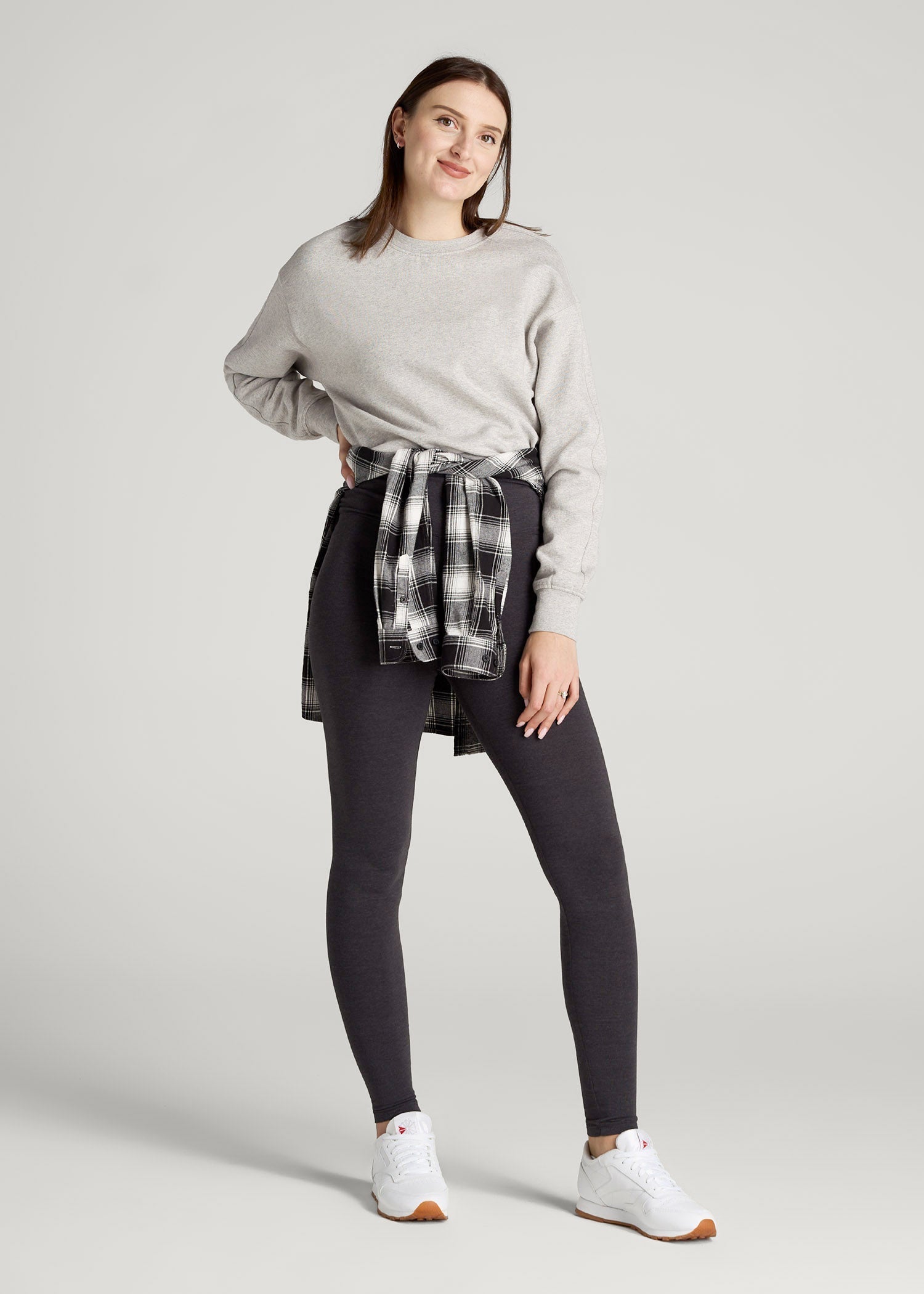 American Tall Sale | Cotton Leggings for Tall Women in Shadow Grey Mix