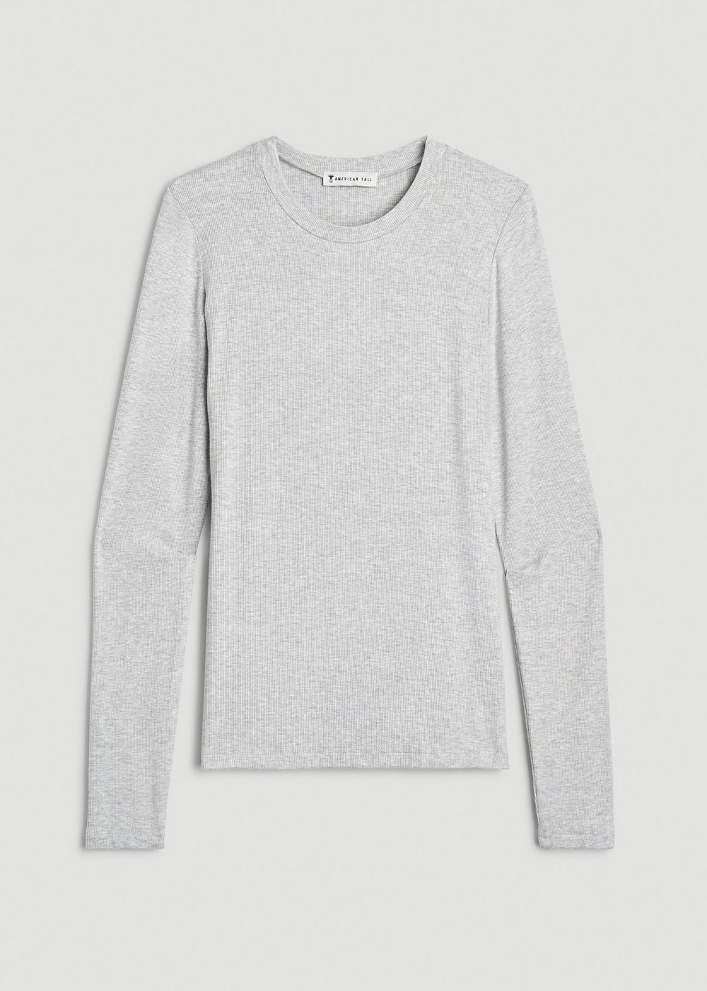 American Tall For Sale | FITTED Ribbed Long Sleeve Tee for Tall Women in Grey Mix