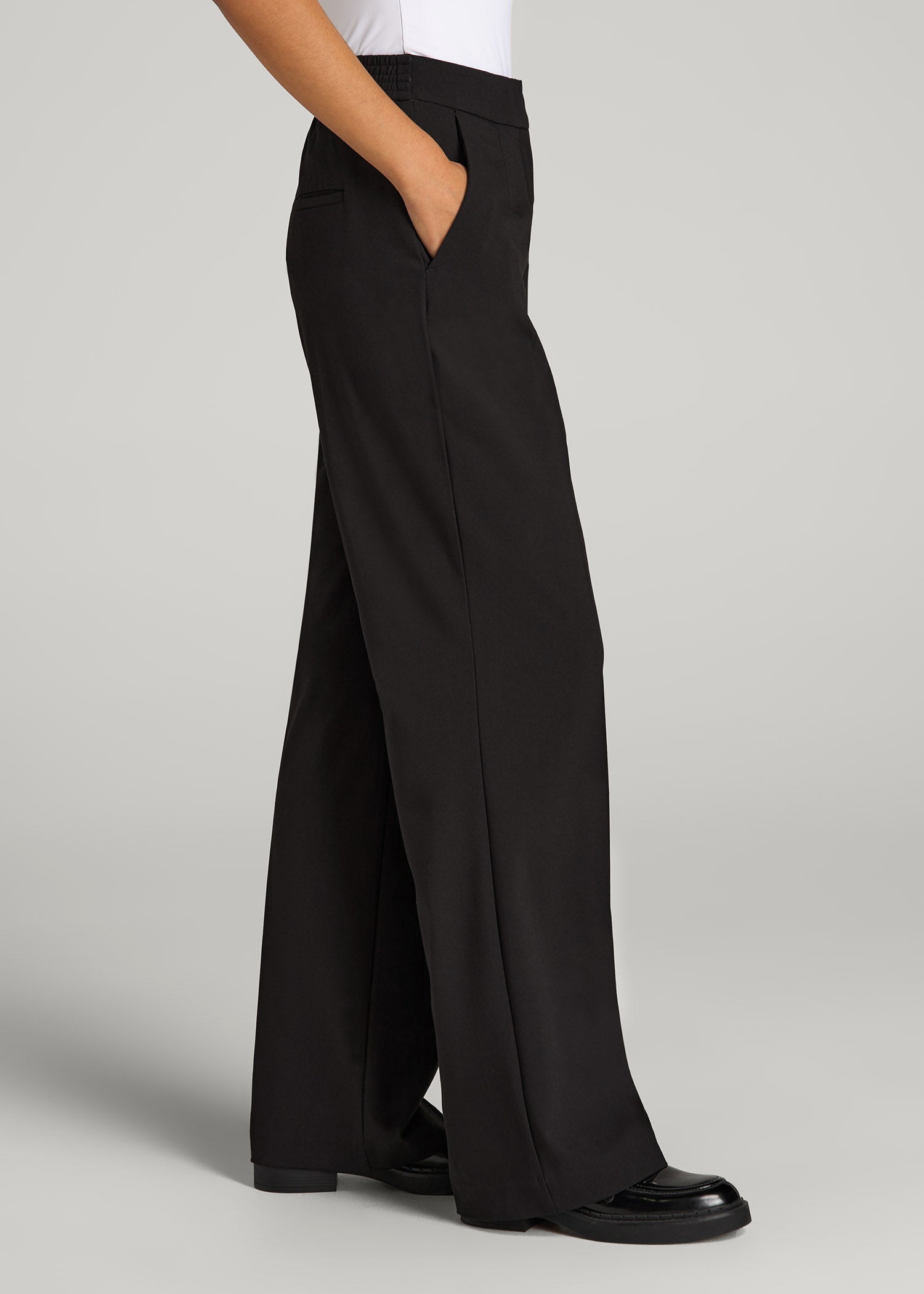 American Tall Online Shop | Flat Front Wide Leg Dress Pants for Tall Women in Black