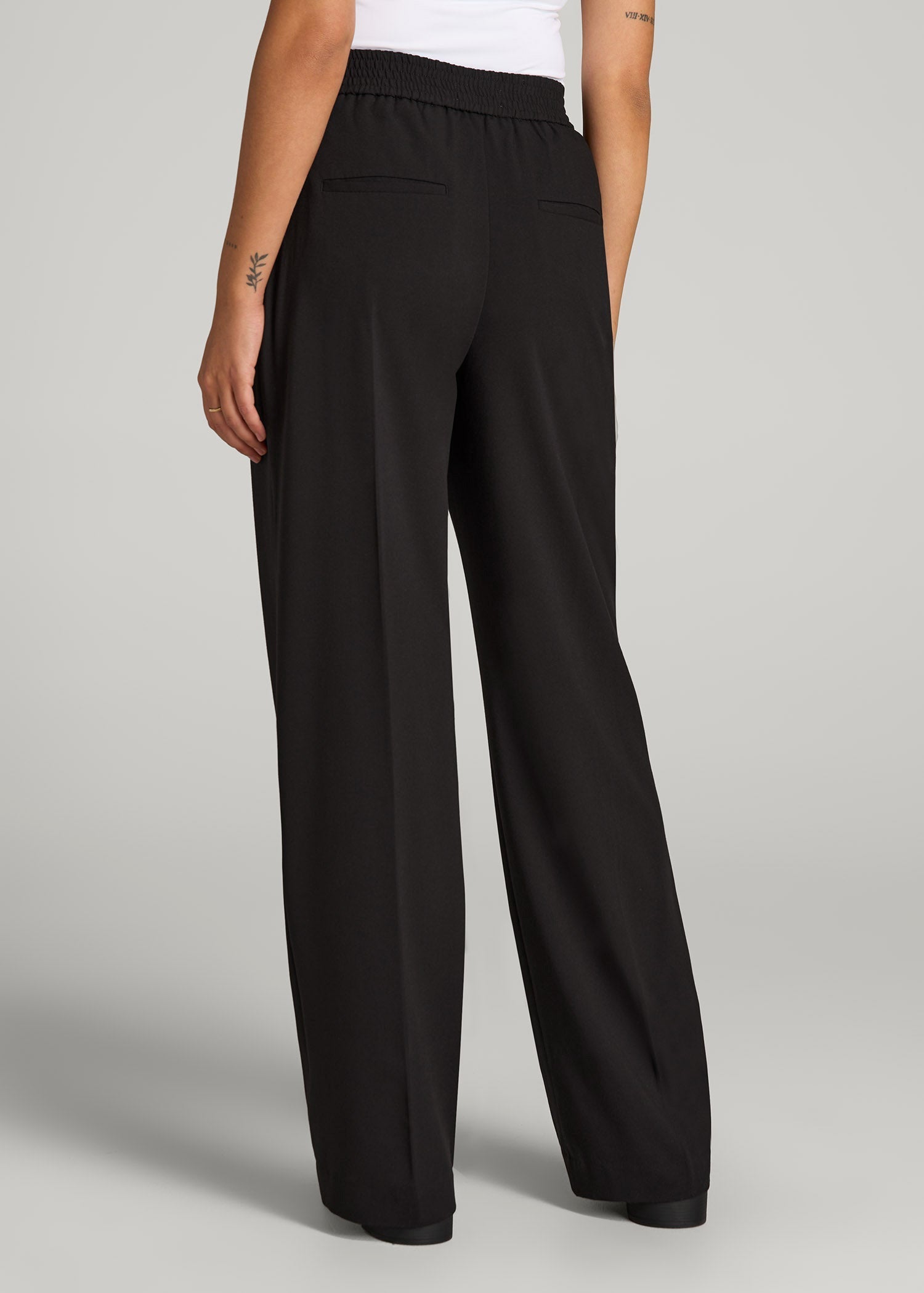 American Tall Online Shop | Flat Front Wide Leg Dress Pants for Tall Women in Black
